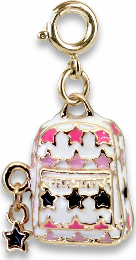 Gold star backpack charm with star decorations and enamel finish for CHARM IT! jewelry