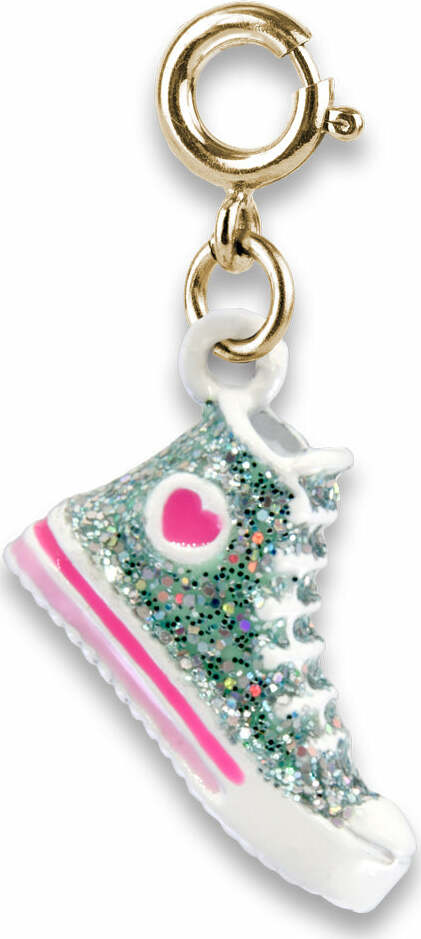 Gold glitter high top sneaker charm with sparkly finish and enamel details for CHARM IT! jewelry