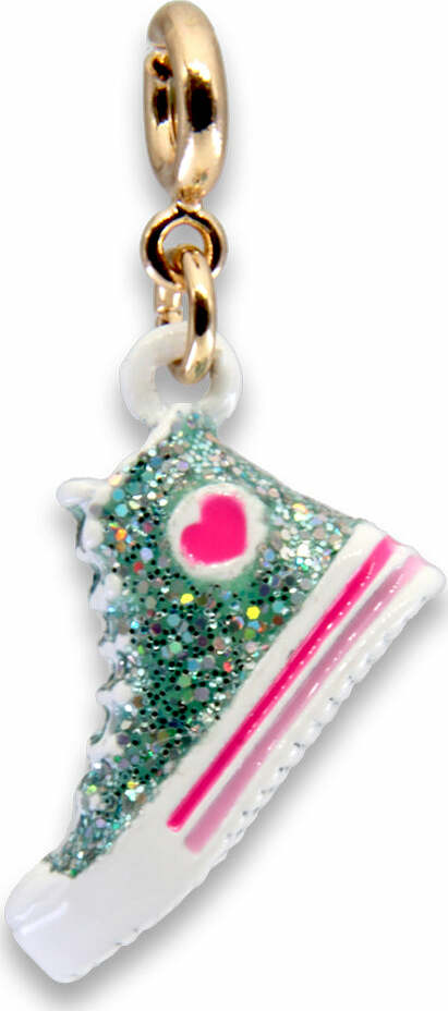Gold glitter high top sneaker charm with sparkly finish and enamel details for CHARM IT! jewelry