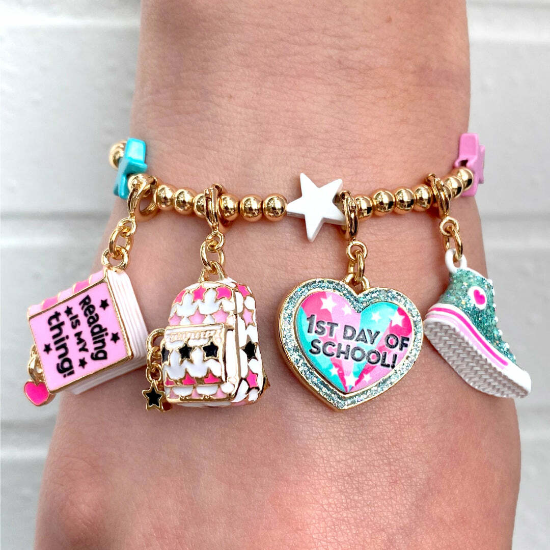 Gold glitter high top sneaker charm with sparkly finish and enamel details for CHARM IT! jewelry