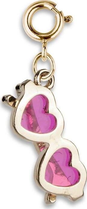 Gold heart-shaped sunglasses charm with enamel finish for CHARM IT! jewelry