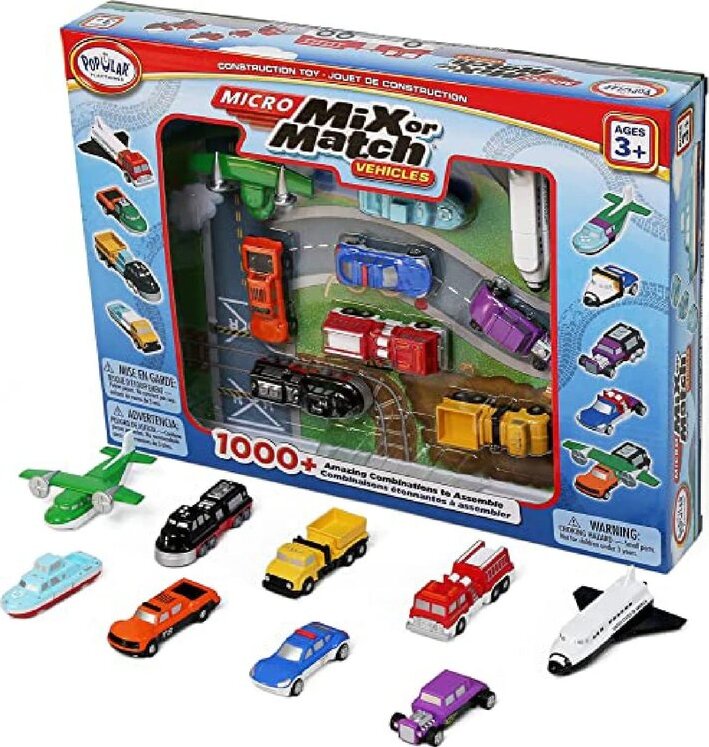 MICRO Mix or Match Vehicles Deluxe 1 - Popular Playthings miniature modular vehicle set for STEM learning and fine motor skills