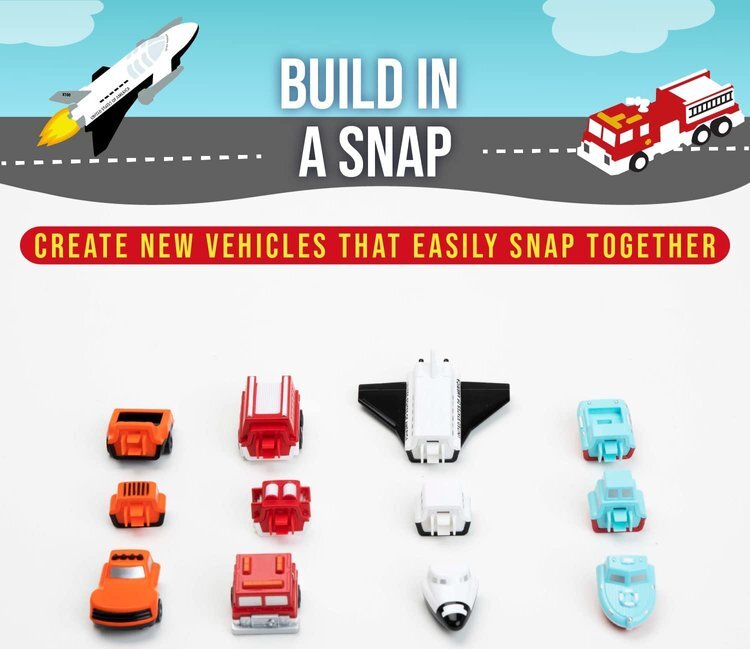 MICRO Mix or Match Vehicles Deluxe 1 - Popular Playthings miniature modular vehicle set for STEM learning and fine motor skills