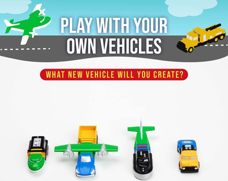 MICRO Mix or Match Vehicles Deluxe 1 - Popular Playthings miniature modular vehicle set for STEM learning and fine motor skills