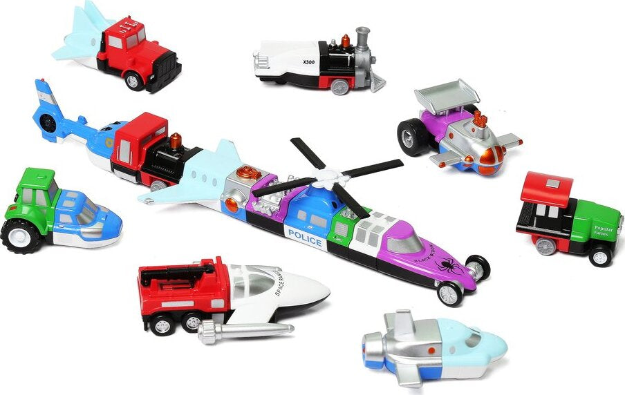 MICRO Mix or Match Vehicles Deluxe 2 - Popular Playthings miniature modular vehicle set for STEM learning and creative building