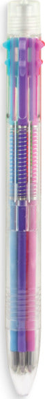 Six-color click gel pen with fine tip featuring multiple colors in one convenient writing tool