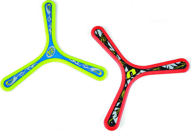 Colorful Super Boomerang with soft grip handle for easy throwing and catching outdoor play