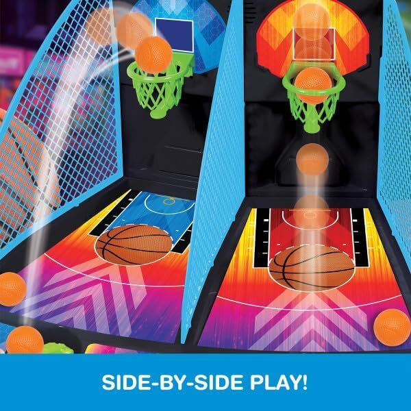 Arcade Basketball game set by Epoch Everlasting Play with LED scoreboard, launchers, basketballs and hoops for ages 6 and up