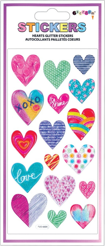 Hearts Glitter Stickers – Sparkly Sheet for Crafts & Journaling