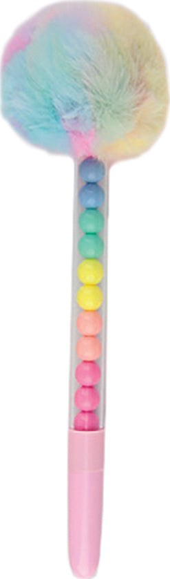 Adorable pom pom gel pen with fluffy decorative pom pom topper and smooth gel ink