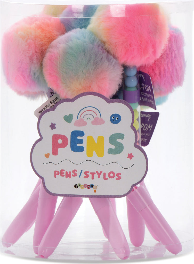 Adorable pom pom gel pen with fluffy decorative pom pom topper and smooth gel ink