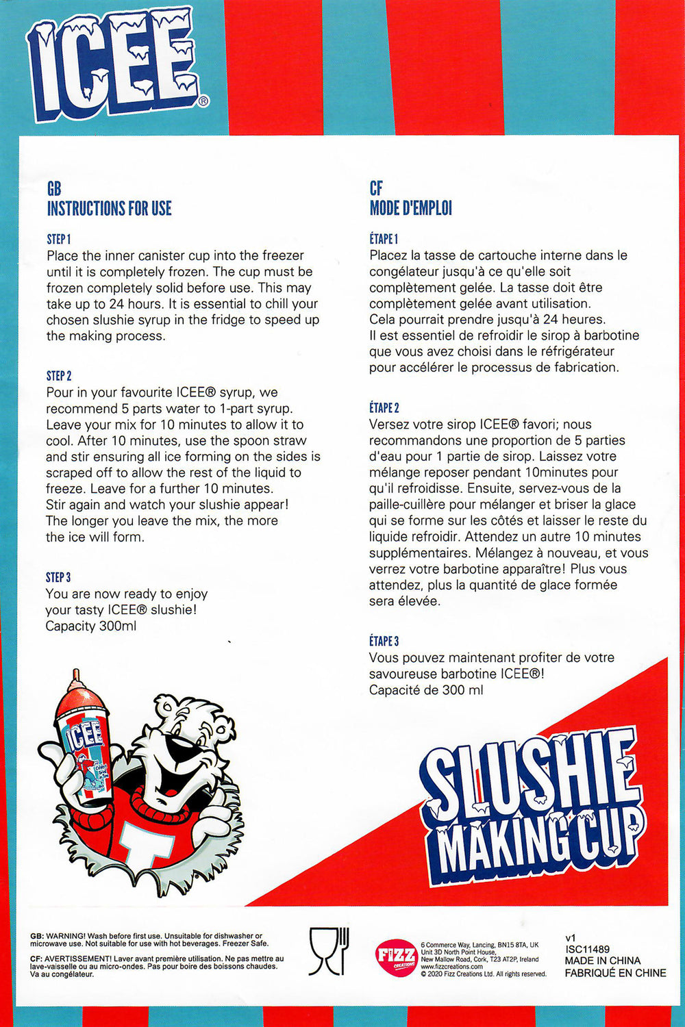 Icee Making Cup and Syrup Set by iScream for making frozen slush drinks at home