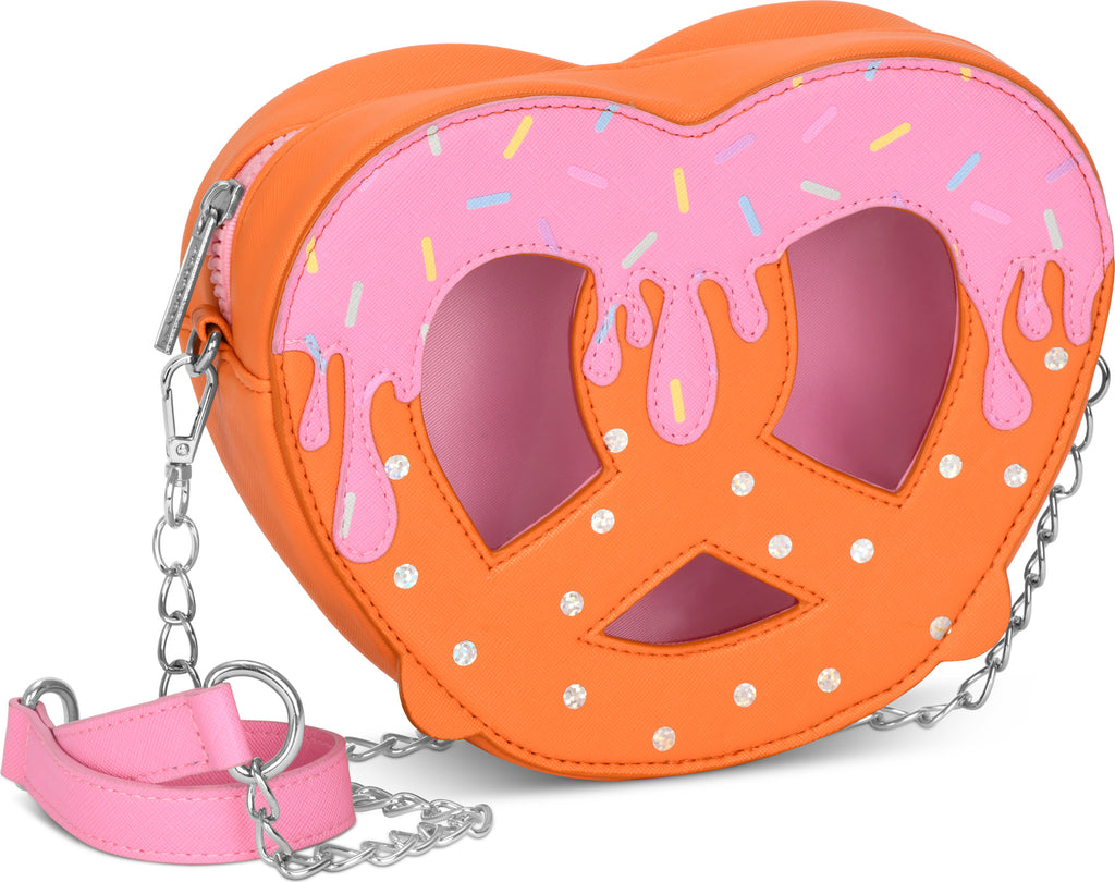 Pretzel Crossbody bag with fun pretzel shape design for quirky fashion
