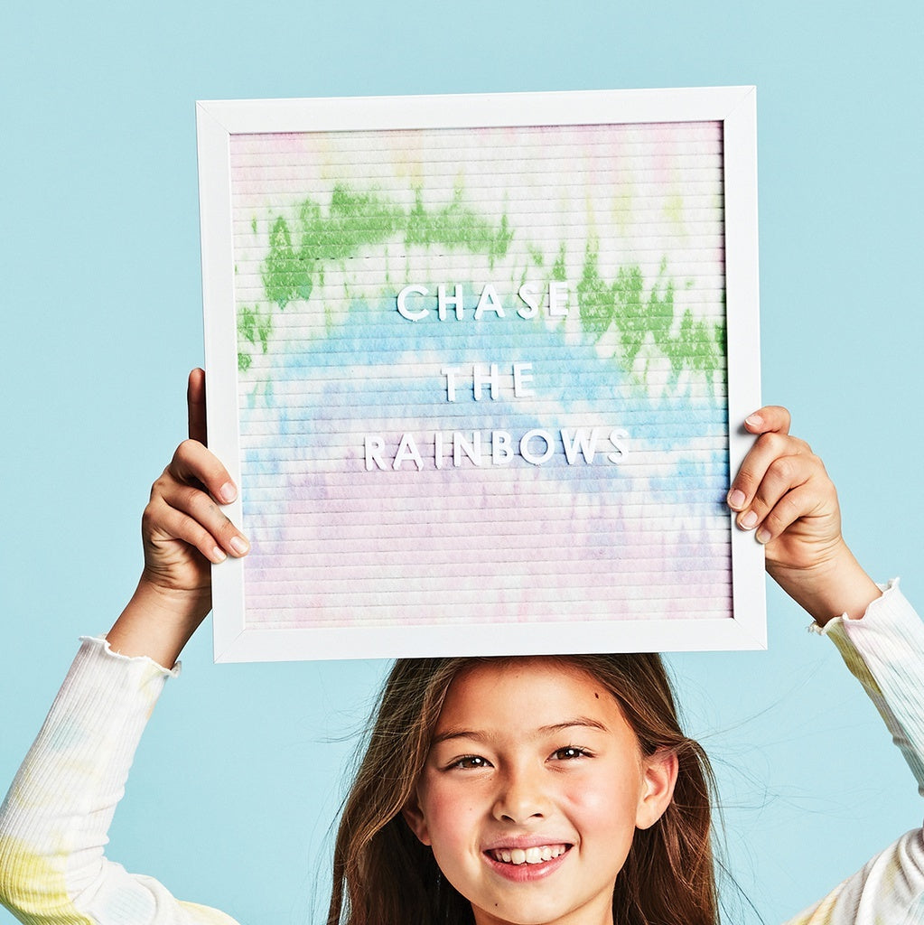 Tie Dye Message Board with colorful tie-dye pattern for room organization