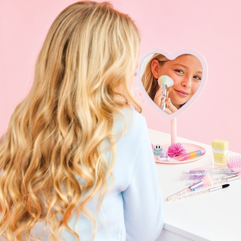 Heart Vanity Mirror with adorable heart shape for kids' grooming and dress-up