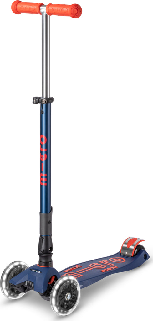 Maxi Deluxe Foldable LED Scooter in Navy Blue for ages 5–13+