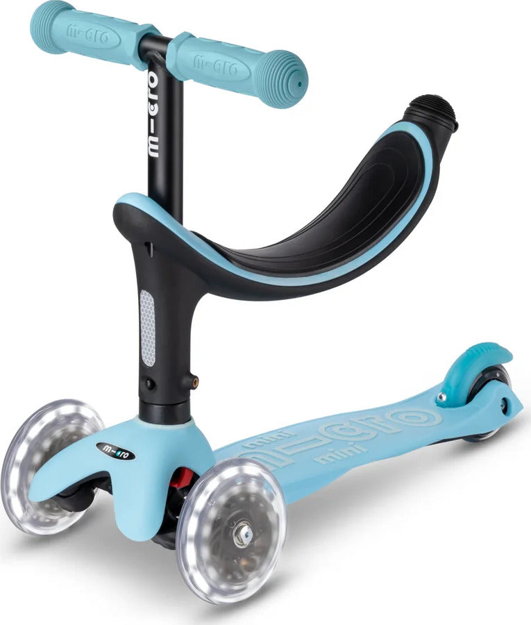 Micro Mini2Grow LED Scooter Blue with LED wheels and adjustable features