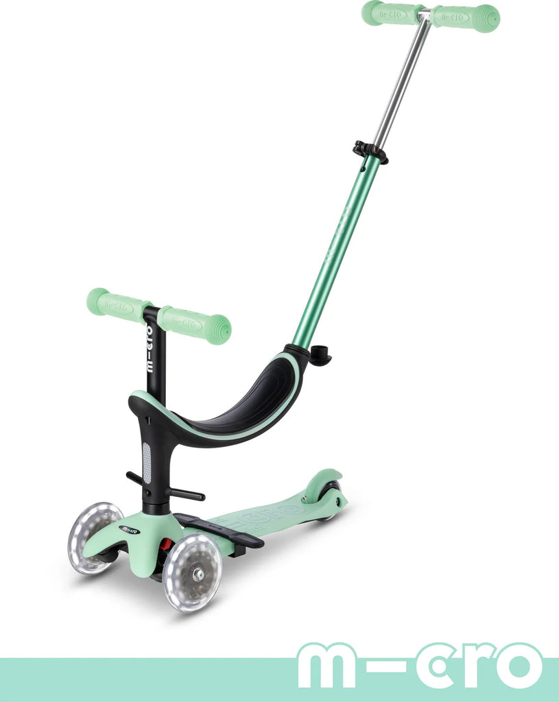 Micro Mini2Grow LED Scooter Mint with LED wheels and adjustable features