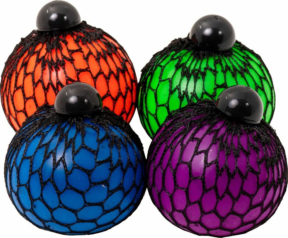Gooey Mesh Ball with slime inside that oozes through black mesh when squeezed for fidget stress relief