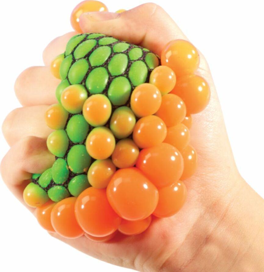 Gooey Mesh Ball with slime inside that oozes through black mesh when squeezed for fidget stress relief