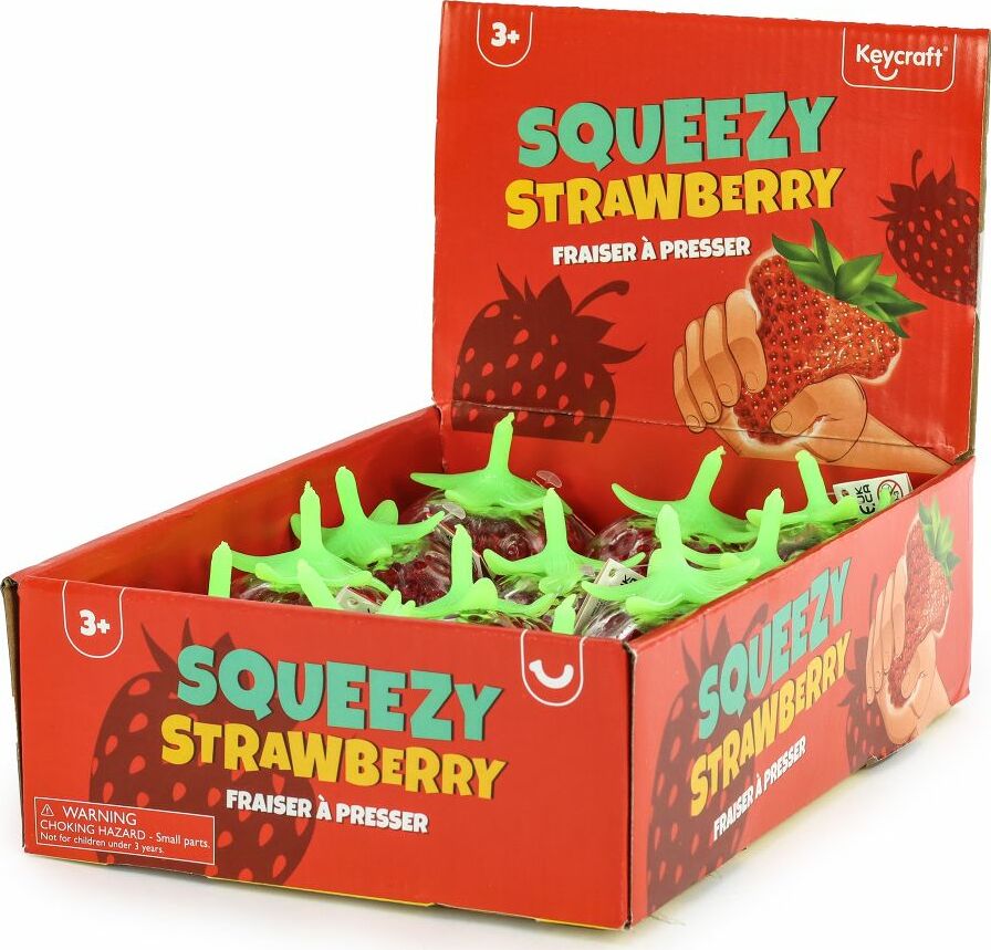 Squeezy Bead Strawberries filled with beads for satisfying squeeze and stretch fidget play