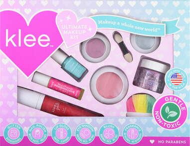 Next Level Glow Ultimate Makeup Kit with natural eyeshadows, blush, lip gloss, biodegradable glitter and fragrance