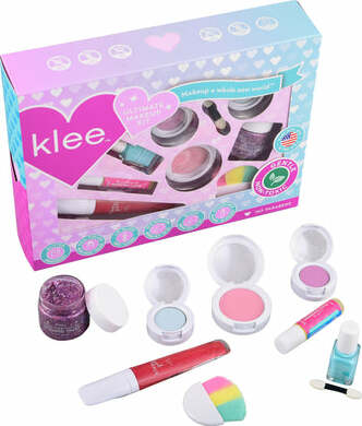 Next Level Glow Ultimate Makeup Kit with natural eyeshadows, blush, lip gloss, biodegradable glitter and fragrance