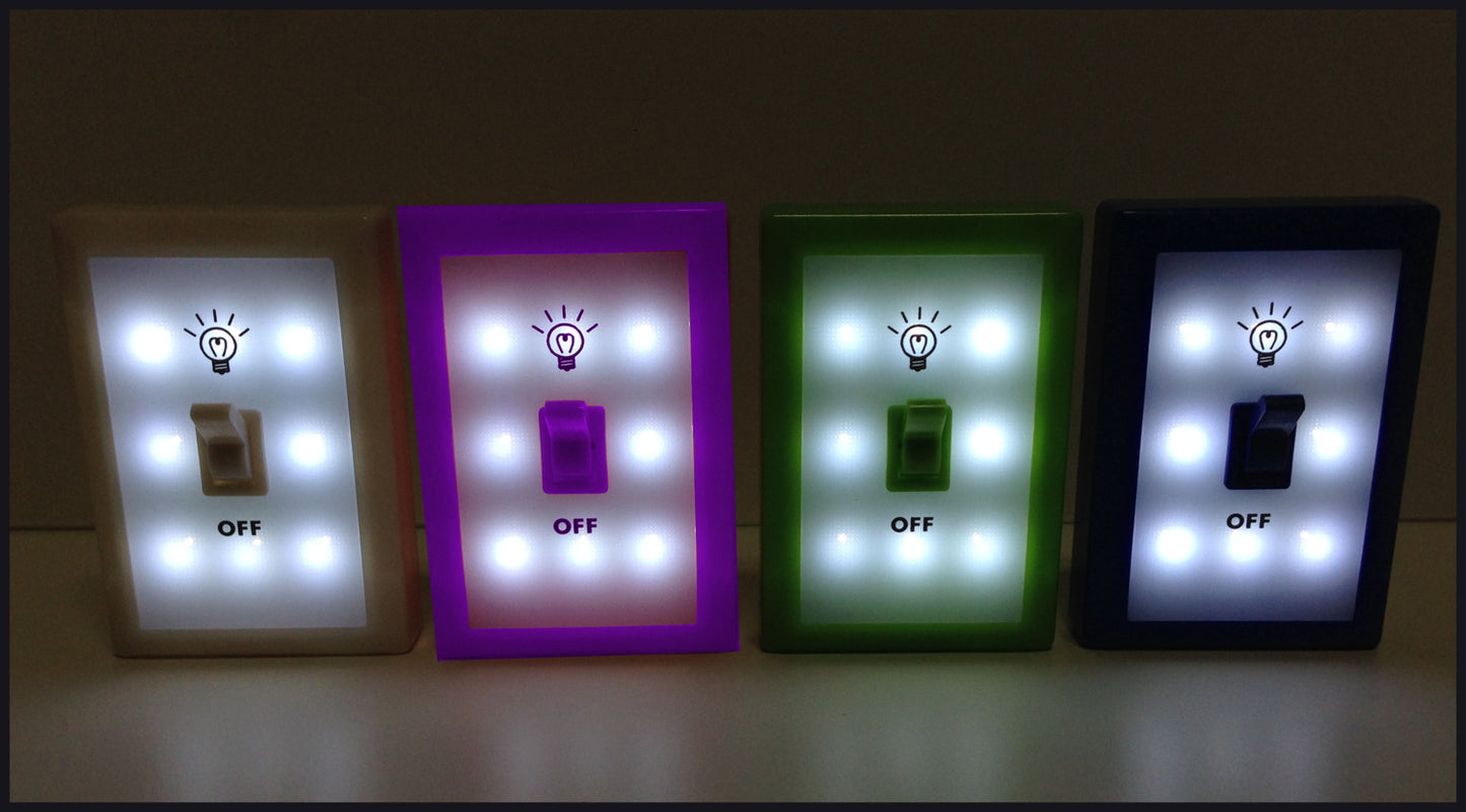 Switch Night Light with 8 LED lights, battery-operated peel and stick design with on/off switch for children's rooms