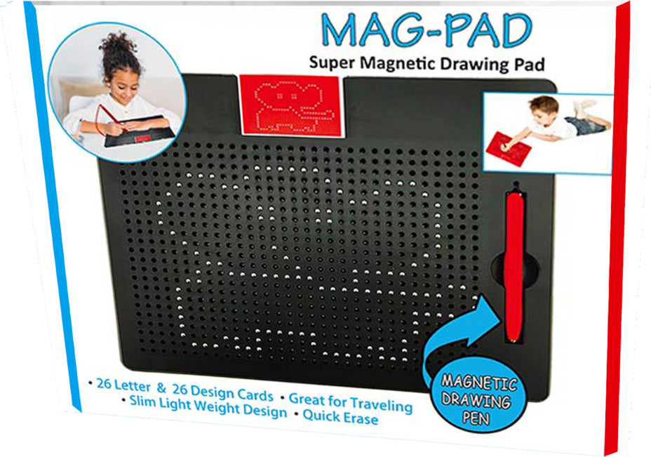 Mag Pad Drawing Board in red with magnetic stylus for mess-free creative drawing