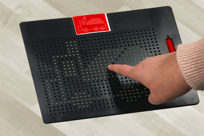 Mag Pad Drawing Board in red with magnetic stylus for mess-free creative drawing