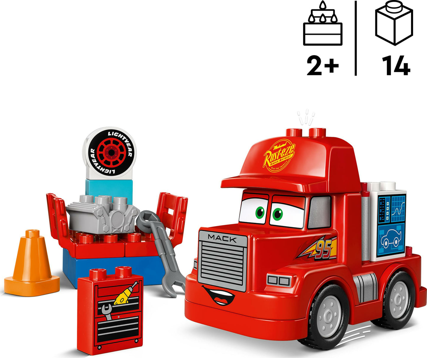 LEGO DUPLO Disney and Pixar’s Cars Mack at the Race red truck toy for toddlers
