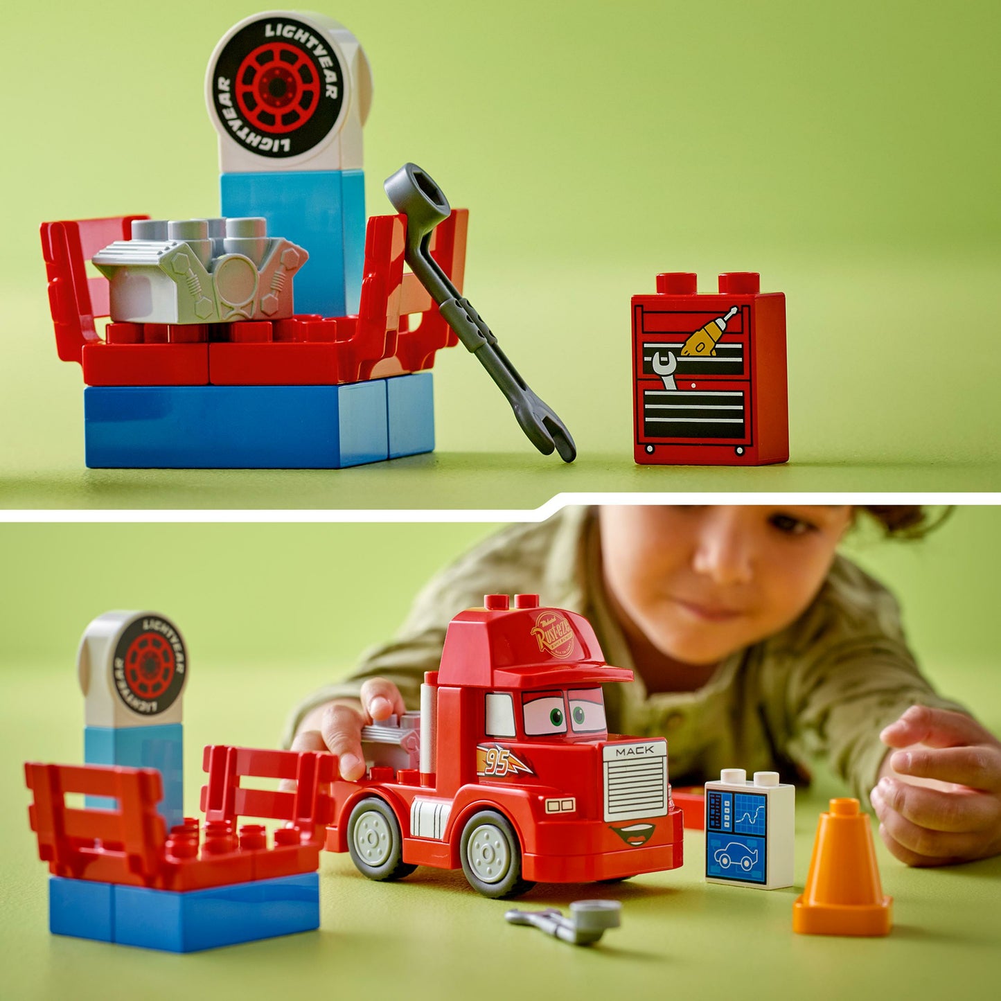 LEGO DUPLO Disney and Pixar’s Cars Mack at the Race red truck toy for toddlers