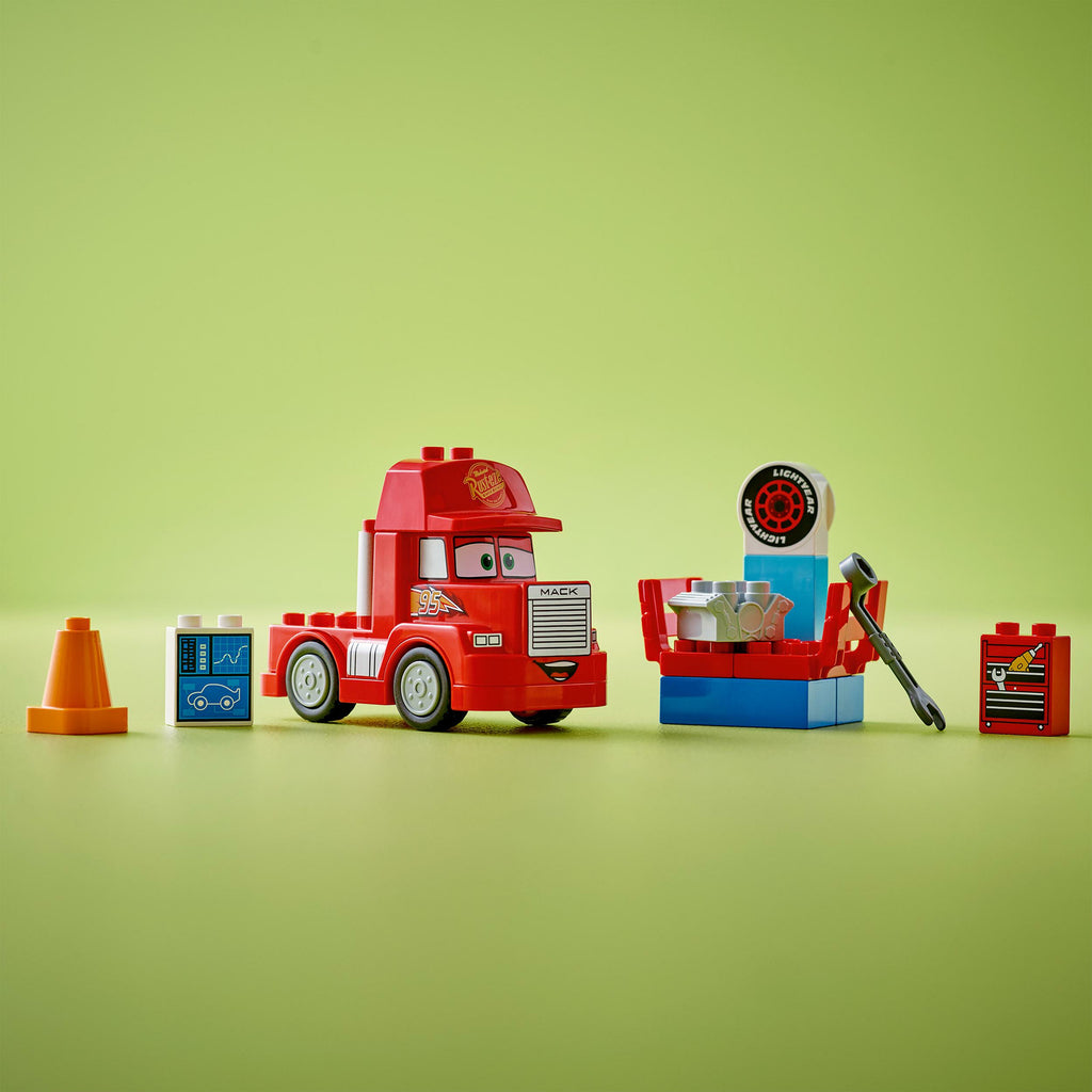 LEGO DUPLO Disney and Pixar’s Cars Mack at the Race red truck toy for toddlers