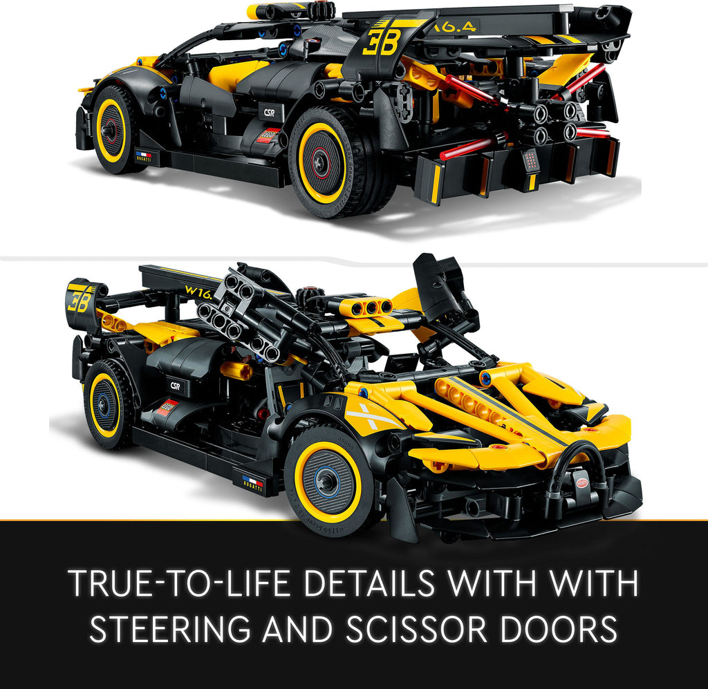 LEGO Technic Bugatti Bolide 42151 building set with 905 pieces, working W16 engine and scissor doors
