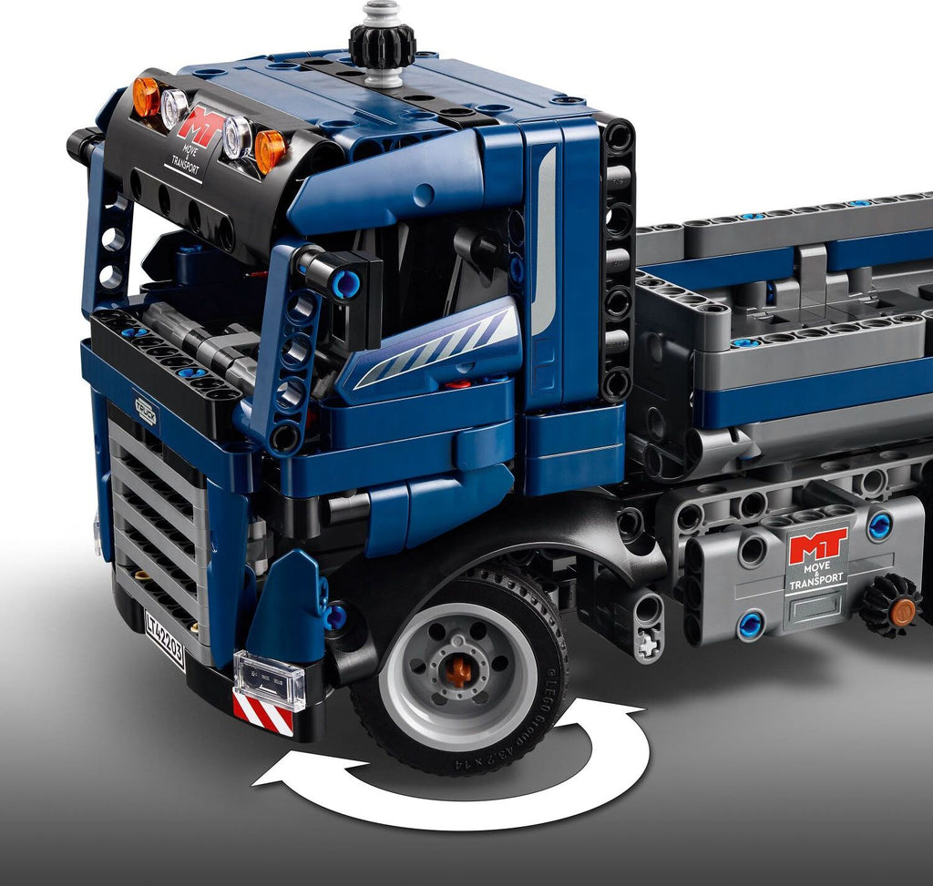 LEGO Technic Tipping Dump Truck 42203 blue construction vehicle with working tipping mechanism