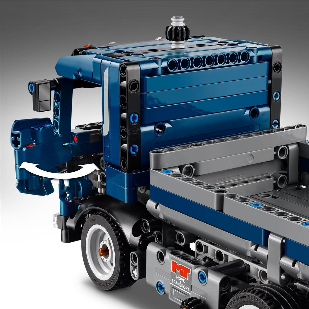 LEGO Technic Tipping Dump Truck 42203 blue construction vehicle with working tipping mechanism