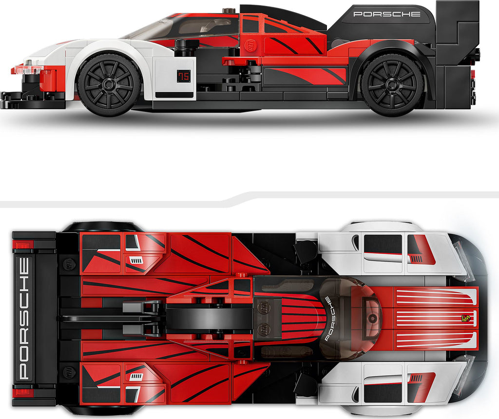 LEGO Speed Champions Porsche 963 model car set with 280 pieces and race driver minifigure