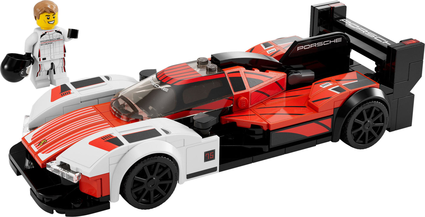 LEGO Speed Champions Porsche 963 model car set with 280 pieces and race driver minifigure