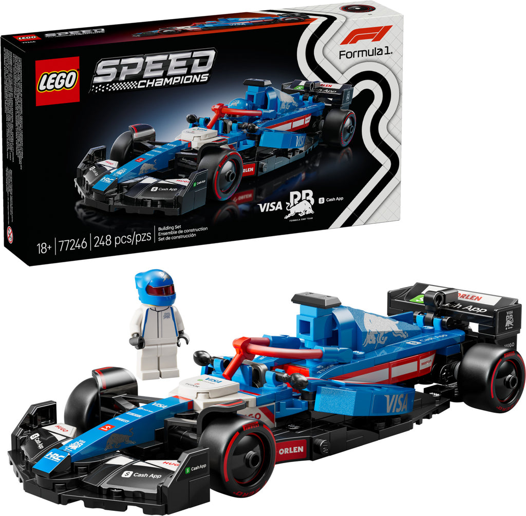 LEGO Speed Champions Visa Cash App RB VCARB 01 F1 race car 77246 with driver minifigure and authentic 2024 Formula 1 details