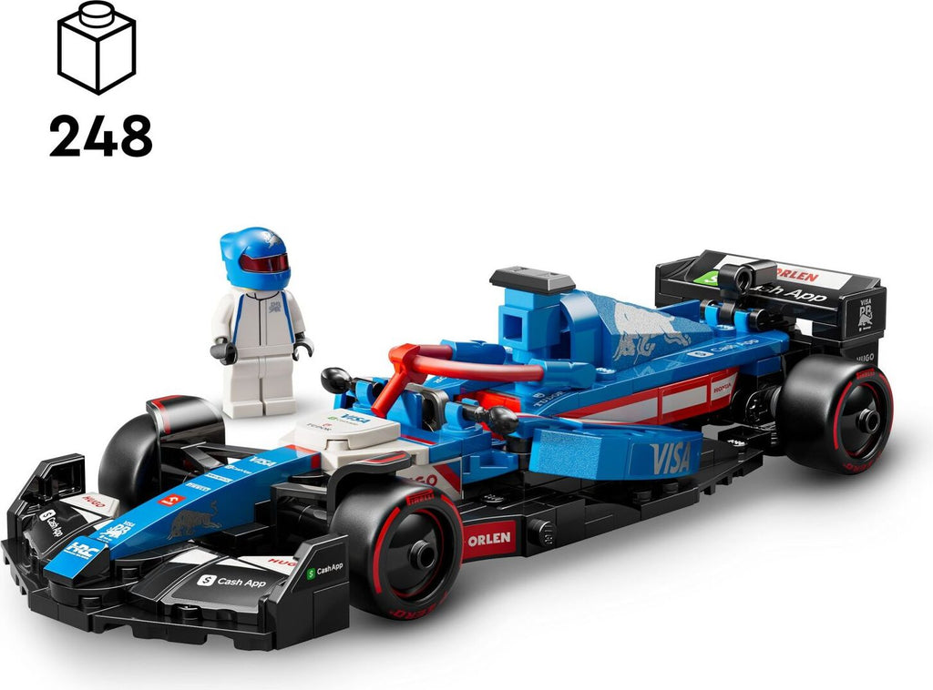 LEGO Speed Champions Visa Cash App RB VCARB 01 F1 race car 77246 with driver minifigure and authentic 2024 Formula 1 details