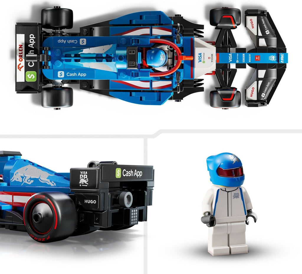 LEGO Speed Champions Visa Cash App RB VCARB 01 F1 race car 77246 with driver minifigure and authentic 2024 Formula 1 details