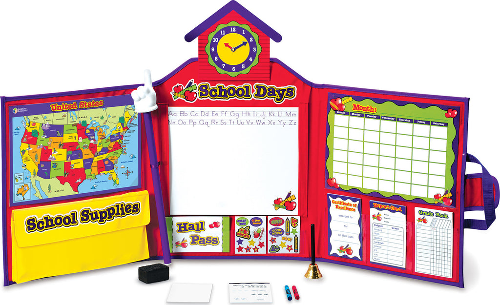 Pretend and Play School Set with bell, supplies and accessories for teacher role play