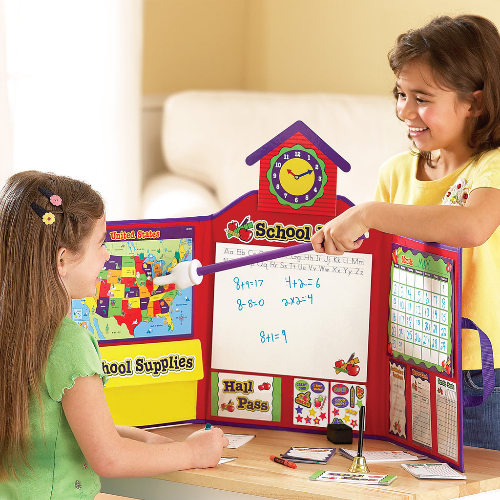 Pretend and Play School Set with bell, supplies and accessories for teacher role play