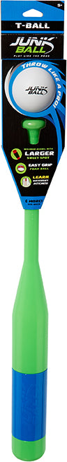 Junk Ball T-Ball Bat and Ball Set with lightweight bat and soft foam ball for kids baseball practice