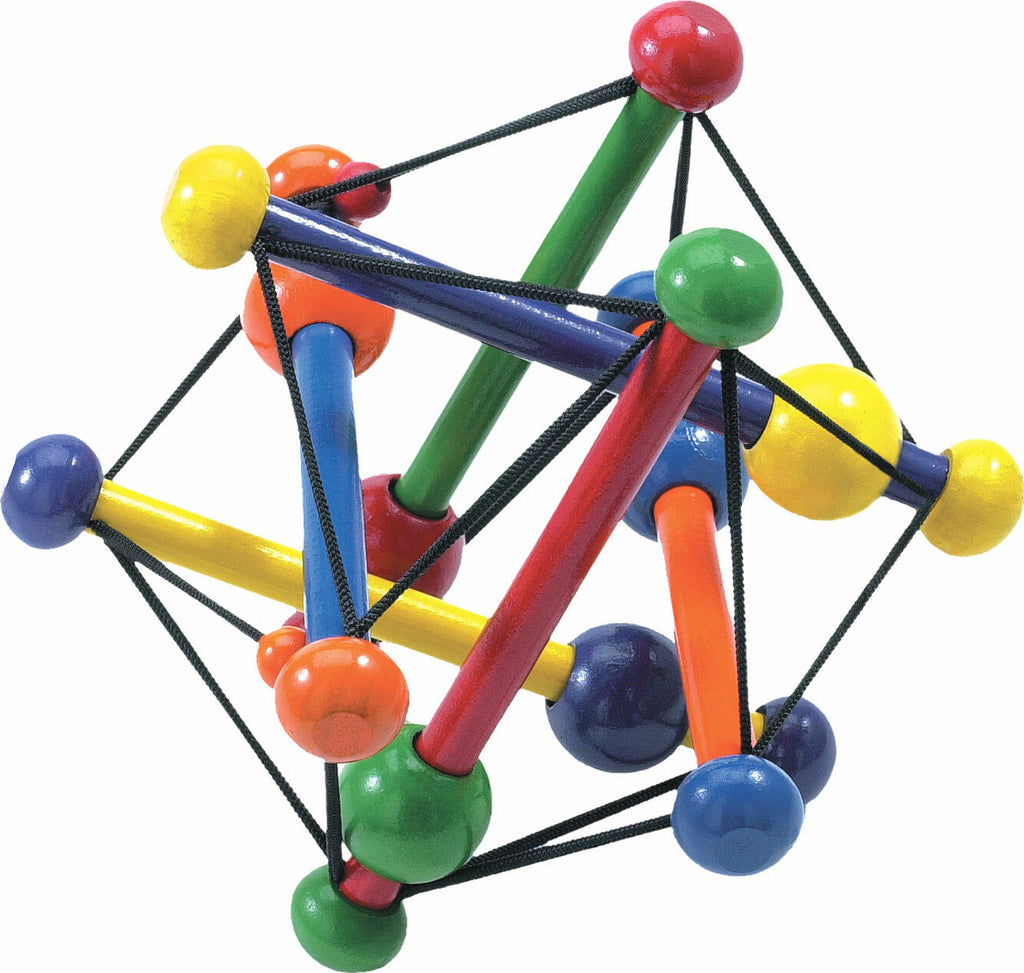 Manhattan Toy Skwish Classic wooden rattle and teether that compresses and returns to original shape with sliding beads