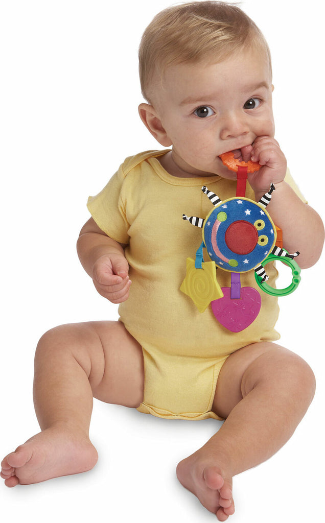 Manhattan Toy Whoozit Orbit teether with colorful beads and soft teething surfaces for babies