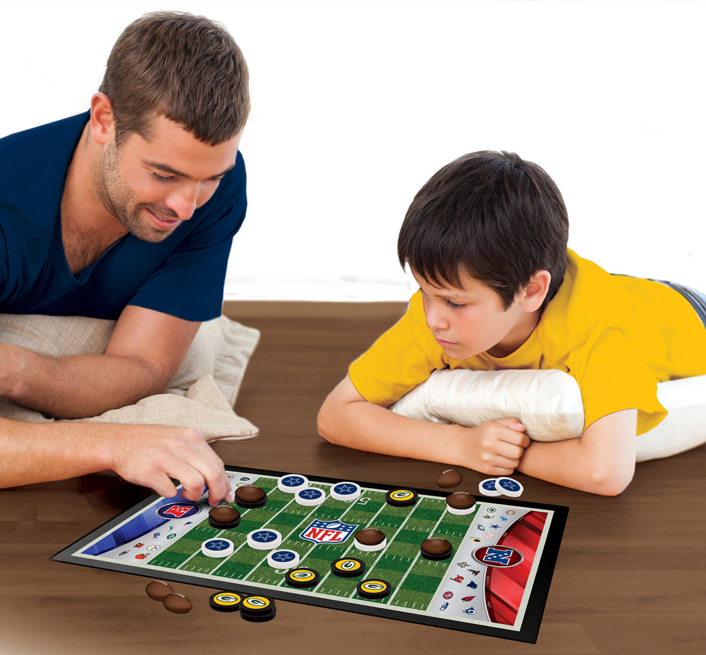 League NFL Checkers board game with football helmet pieces and officially licensed NFL teams
