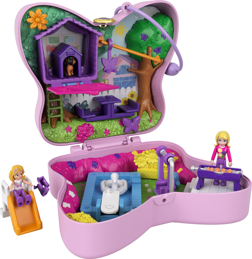 Polly Pocket butterfly compact with micro doll and butterfly garden theme with hidden surprises