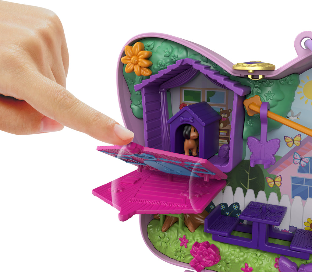 Polly Pocket butterfly compact with micro doll and butterfly garden theme with hidden surprises
