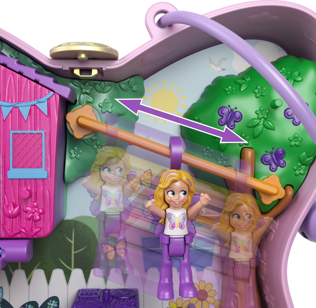 Polly Pocket butterfly compact with micro doll and butterfly garden theme with hidden surprises